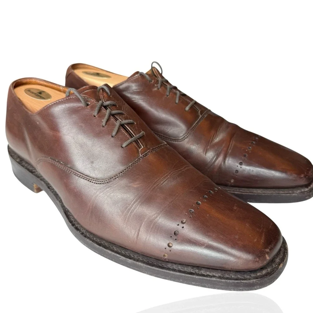 Cheaney Perry Brown Leather Cap‎ Toe Oxford Shoes US 10 / UK 9 Made In England